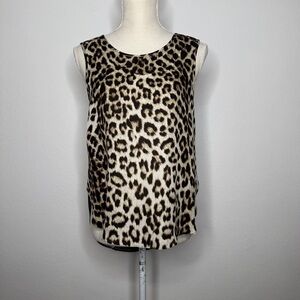 Rag & Bone Fleet Leopard Tank 100% Silk Sheer Back Tan Black Size M